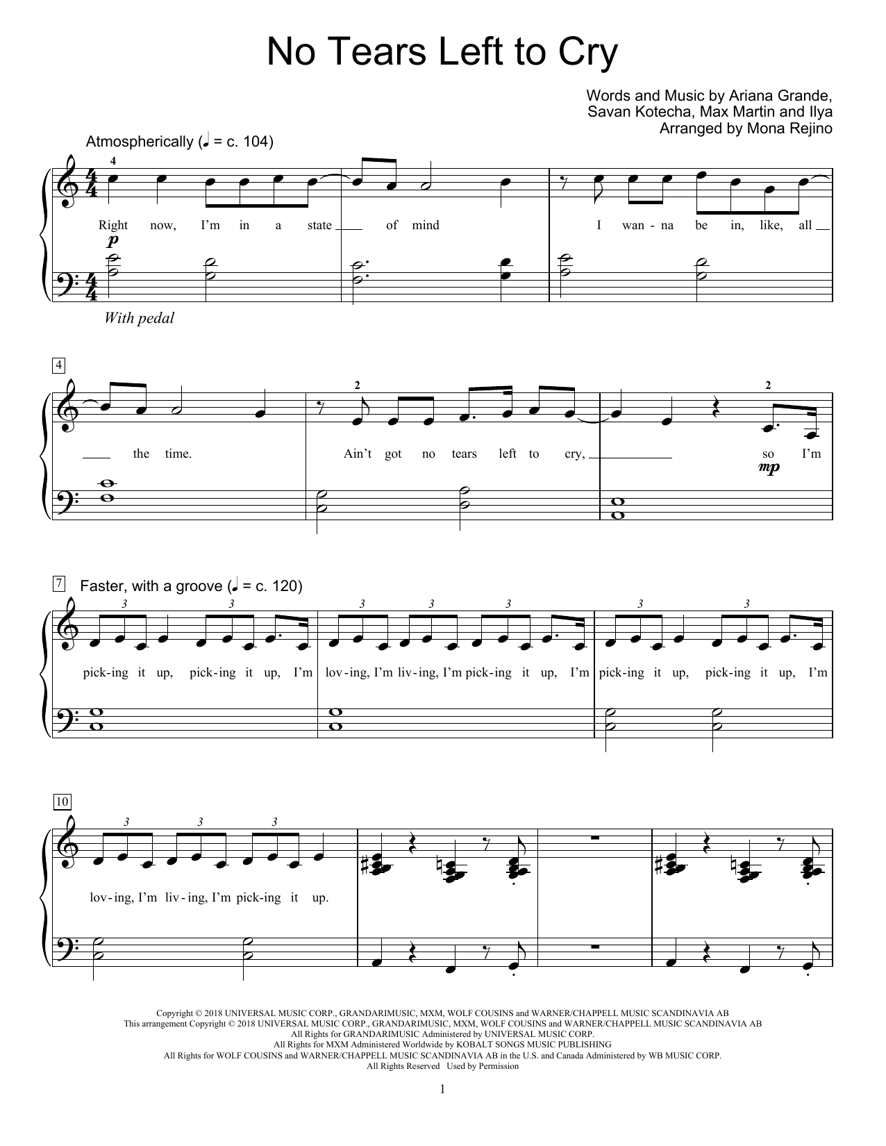 Produktbild zu: No Tears Left To Cry (arr. Mona Rejino)