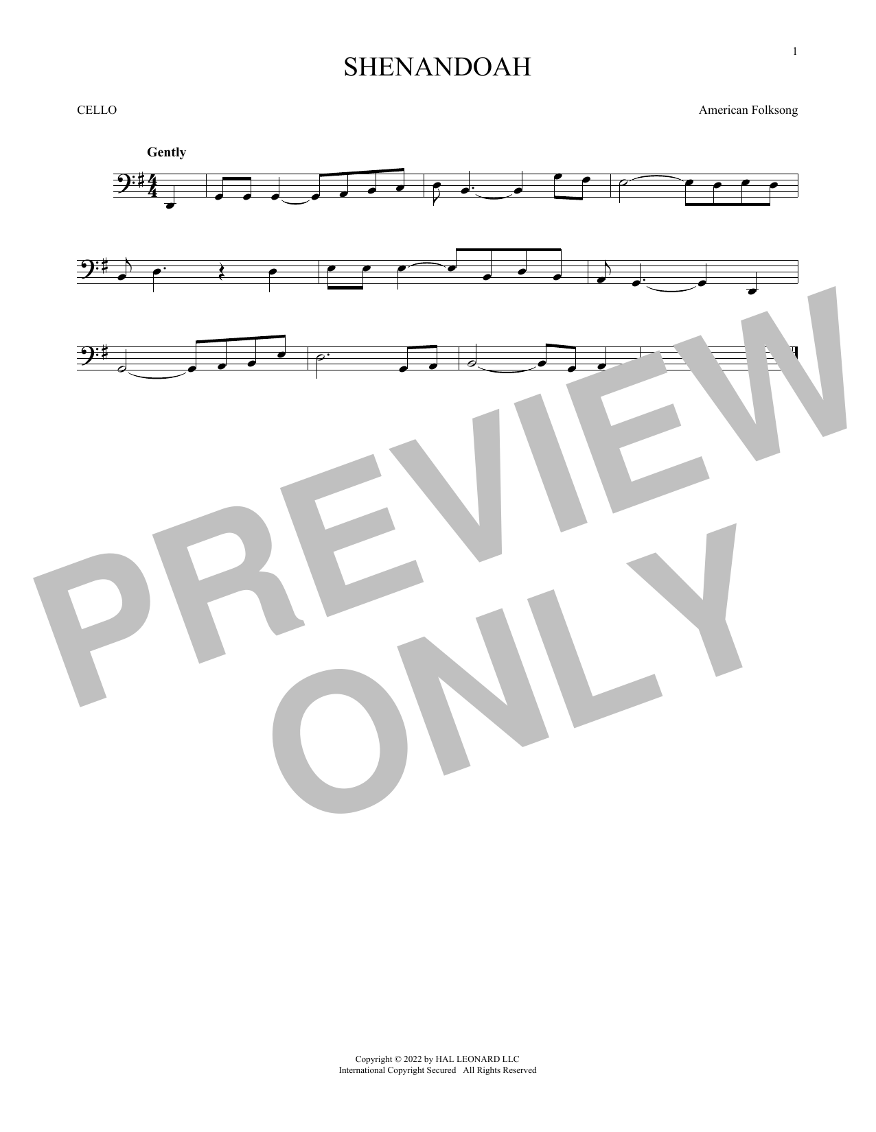 Produktgalerie: Seite 1 von 1 Shenandoah, American Folksong, Violoncello