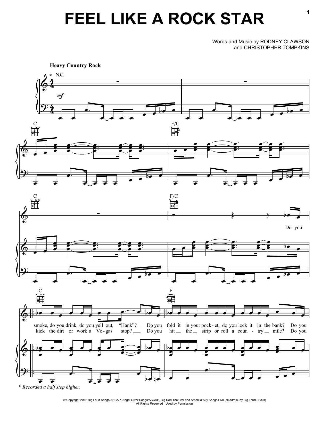 Produktgalerie: Seite 1 von 1 Feel Like A Rock Star, Kenny Chesney and Tim McGraw, Gesang, Gitarre, Klavier