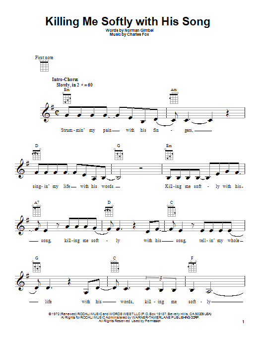Product gallery: Page 1 of 1 Killing Me Softly With His Song, Roberta Flack