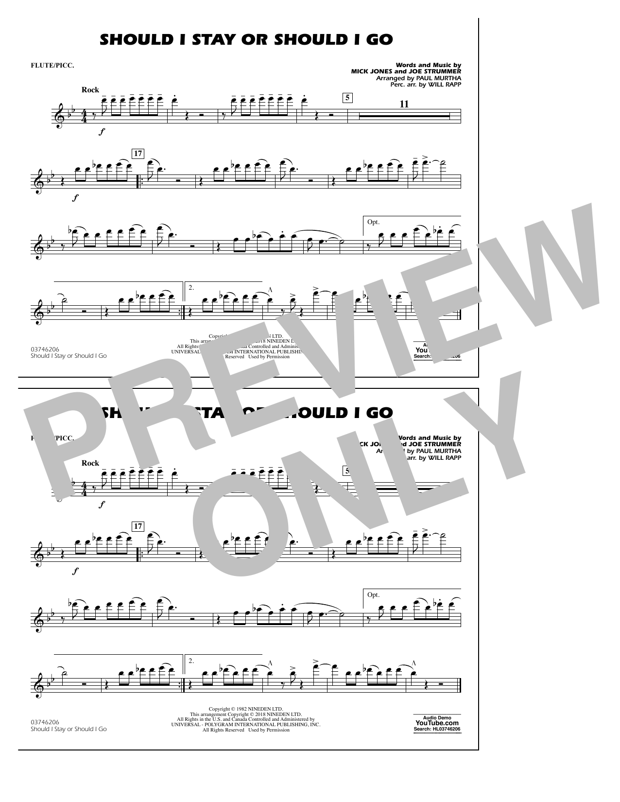 Product picture to: Should I Stay Or Should I Go - Flute/Piccolo