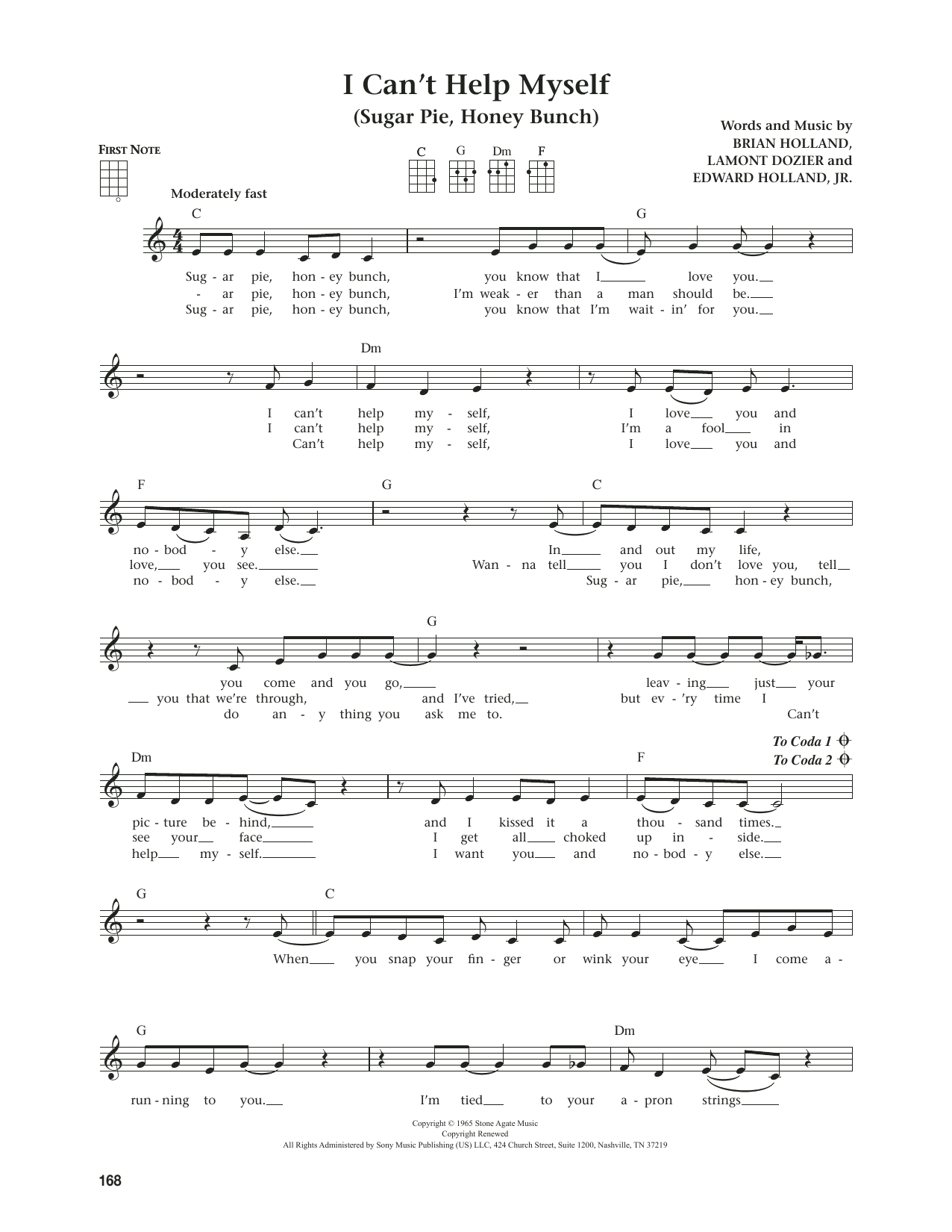 Product gallery: Page 1 of 1 I Can't Help Myself (Sugar Pie, Honey Bunch) (from The Daily Ukulele) (arr. Jim Beloff), The Four Tops