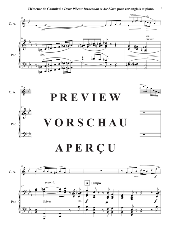 gallery: Deux Pièces : Invocation et Air Slave , , (Englischhorn + Klavier)