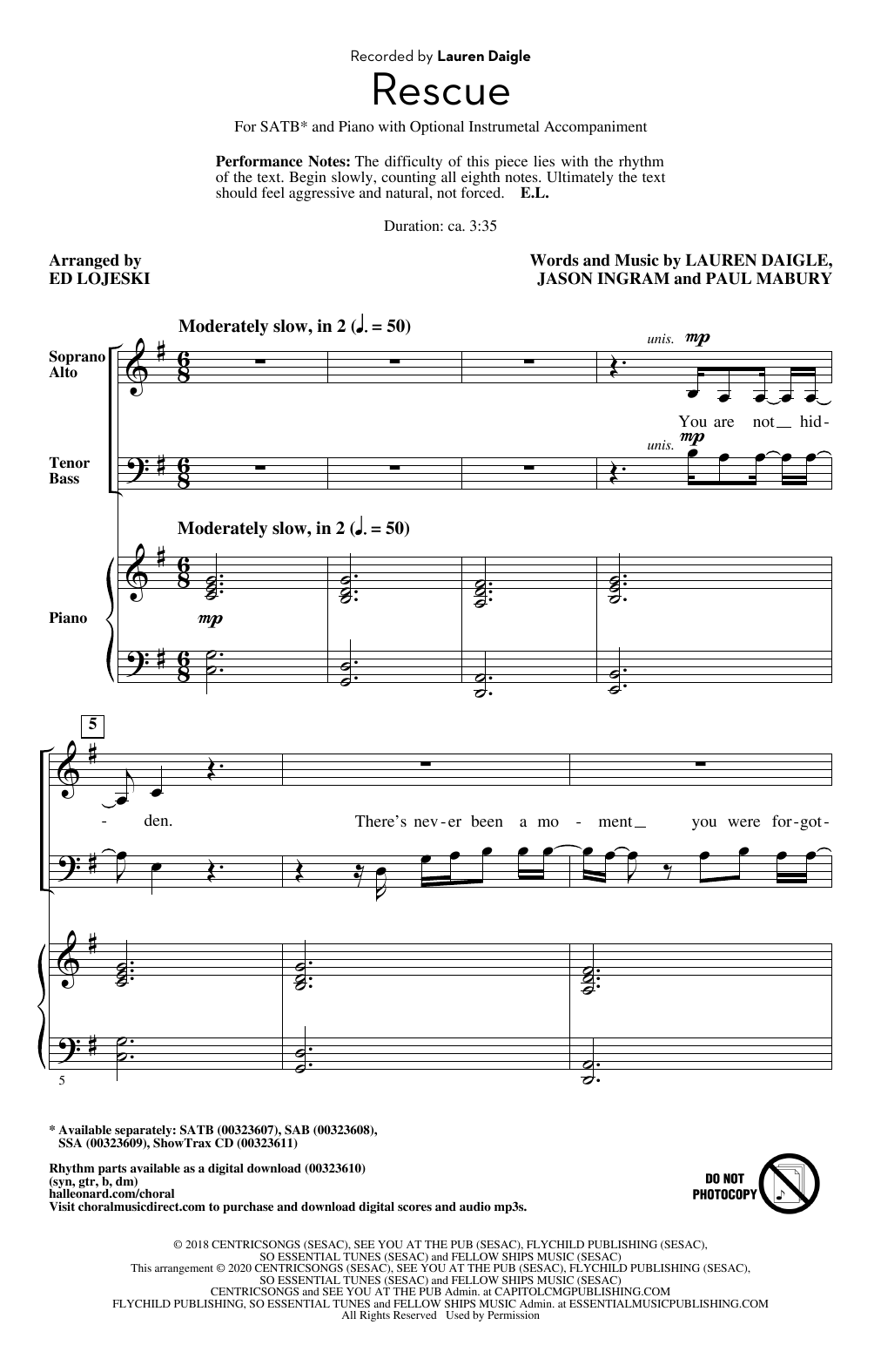 Product picture to: Rescue (arr. Ed Lojeski)