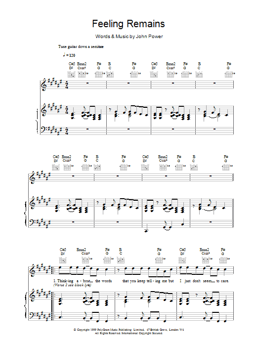 Produktgalerie: Seite 1 von 1 Feeling Remains, Cast, Gesang, Gitarre, Klavier
