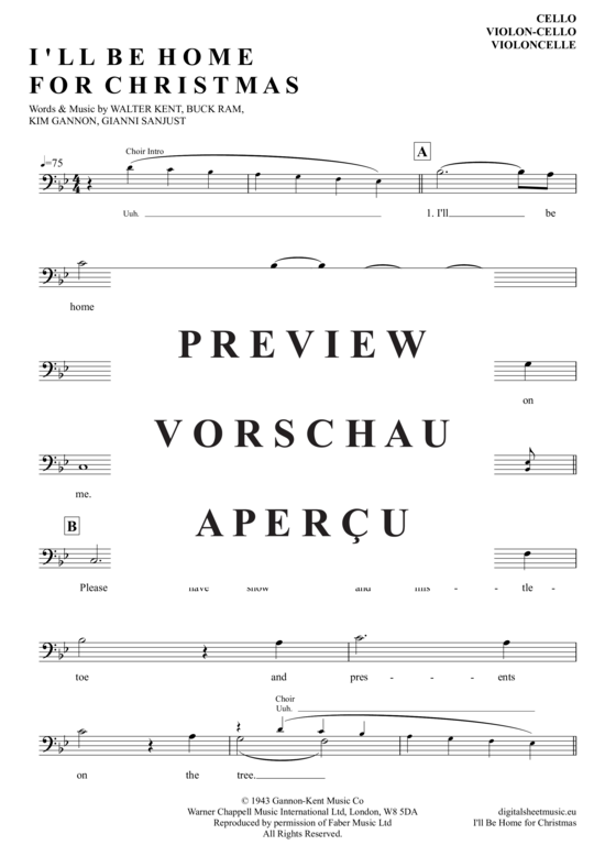 Produktgalerie: Seite 2 von 3 I´ll Be Home For Christmas, Presley, Elvis, (Violoncello)