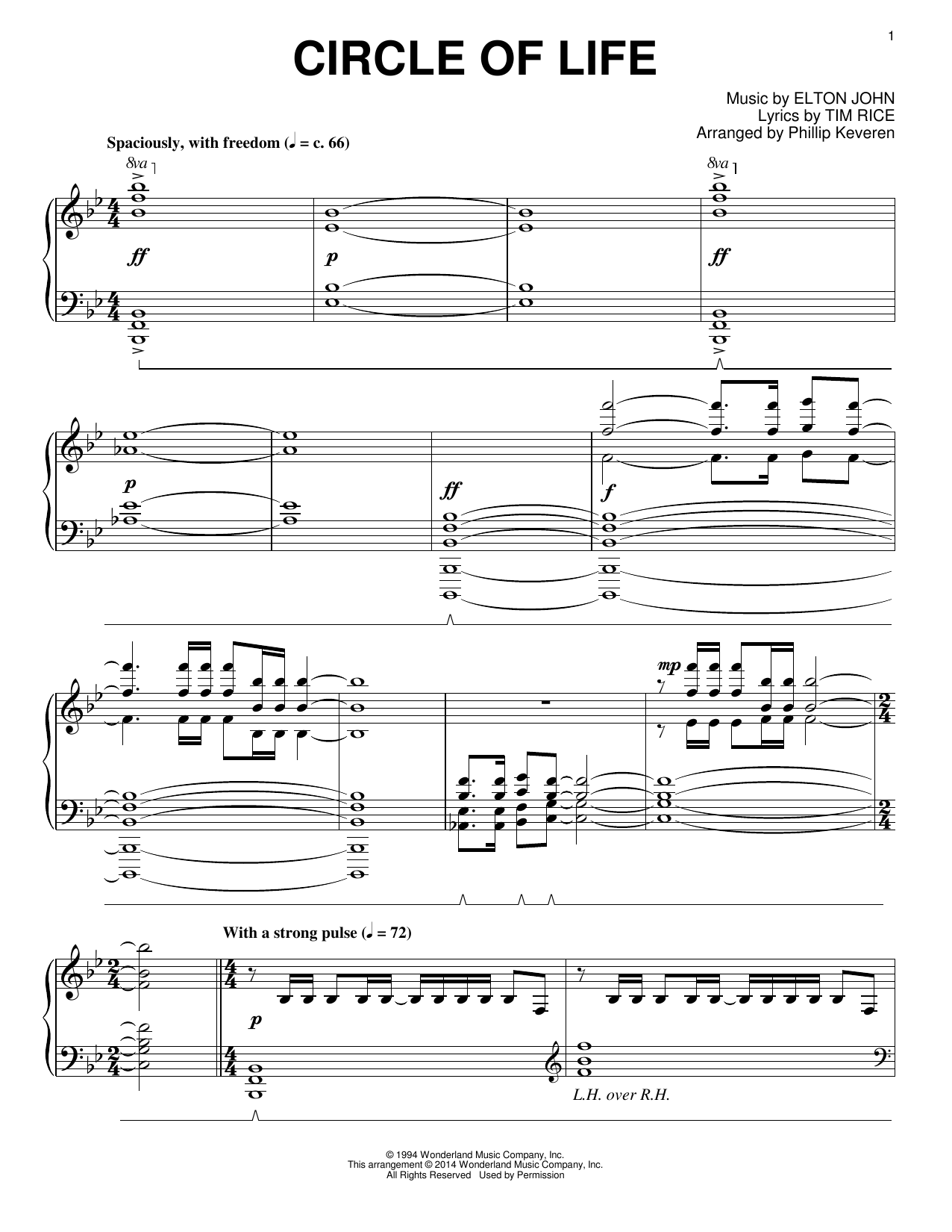 Produktbild zu: Circle Of Life (from The Lion King) [Classical version] (arr. Phillip Keveren)