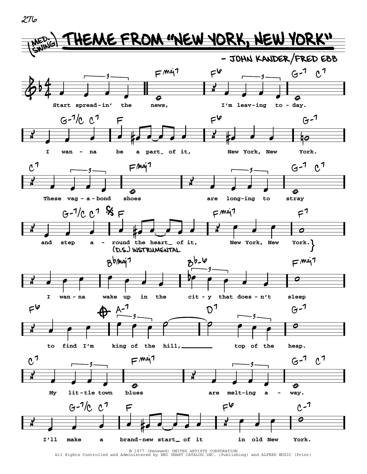 Produktbild zu: Theme From "New York, New York" (High Voice)