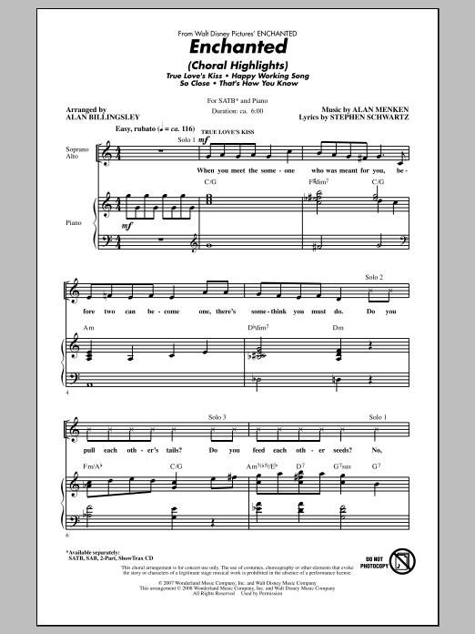 Produktbild zu: Enchanted (Choral Highlights) (arr. Alan Billingsley)