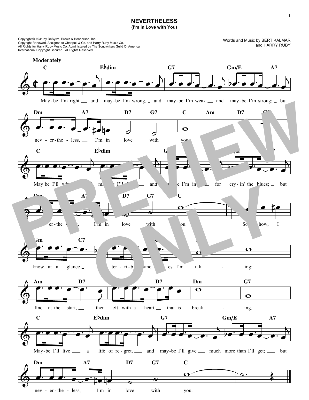 Product gallery: Page 1 of 1 Nevertheless (I'm In Love With You), Harry Ruby