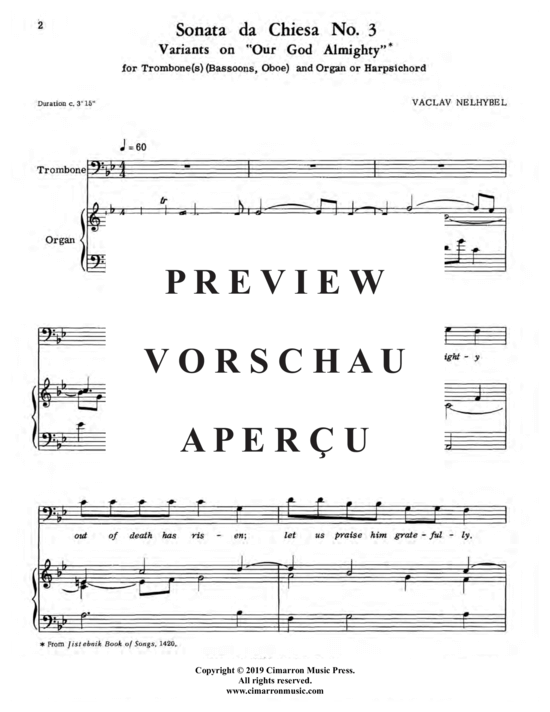 Product gallery: Page 3 of 14 Sonata da Chiesa No. 3 , , (trombone + organ)