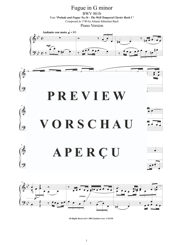 Produktgalerie: Seite 2 von 4 Fuge G-Moll BWV 861b, , Klavier Solo