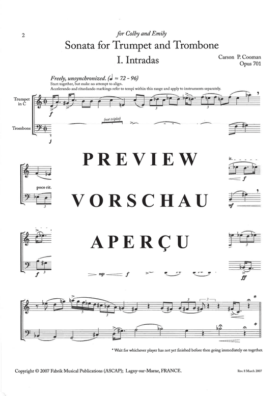 Produktgalerie: Seite 3 von 10 Sonata for Trumpet and Trombone , , (Trompete in C + Posaune)
