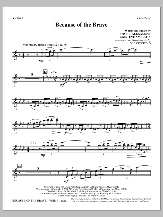 Product picture to: Because Of The Brave - Violin 1