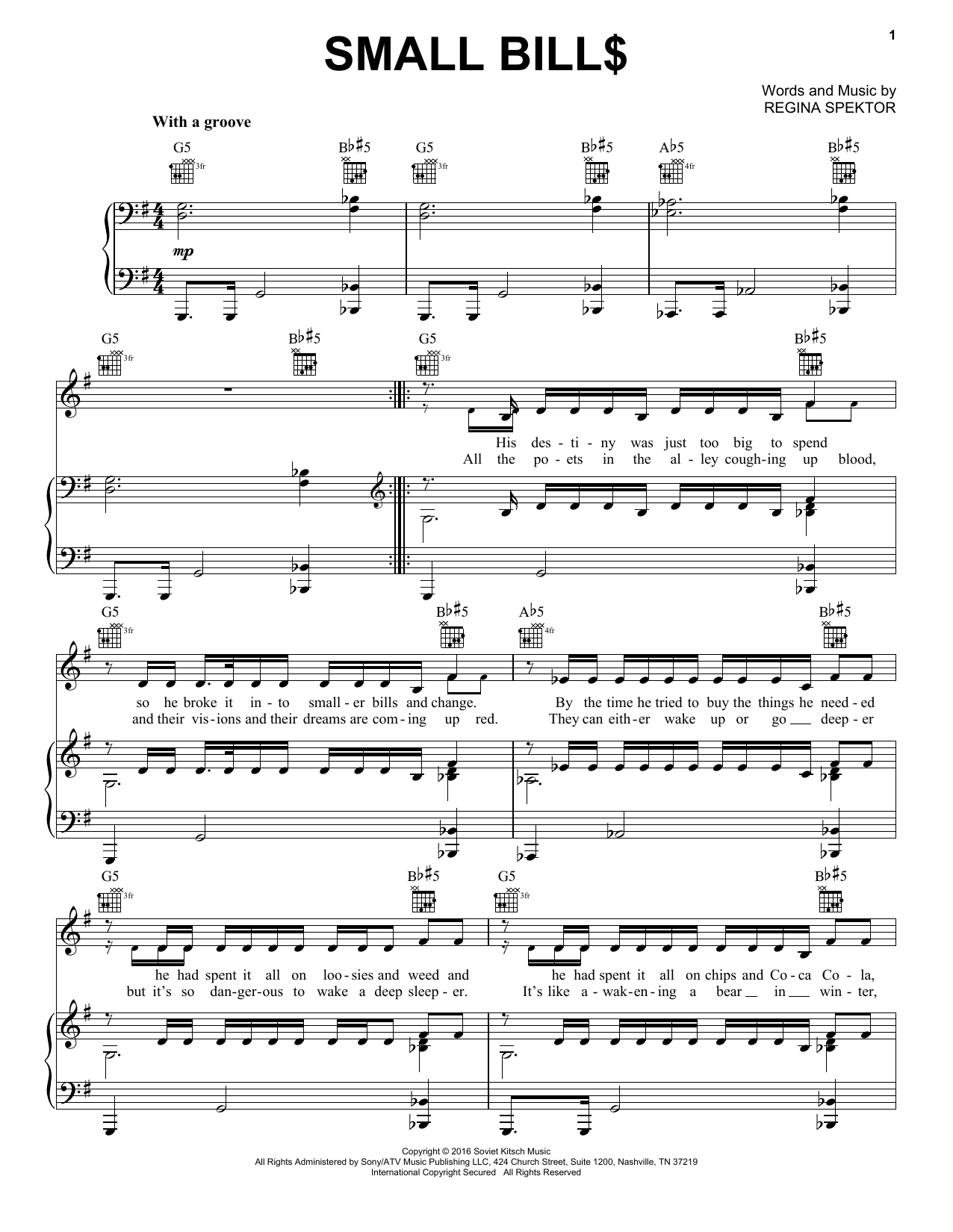 Produktgalerie: Seite 1 von 1 Small Bill$, Regina Spektor, Gesang, Gitarre, Klavier