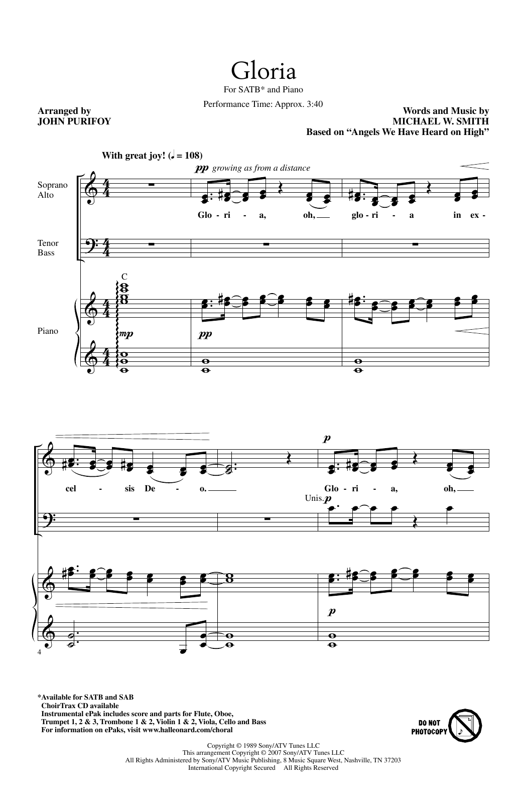 Produktbild zu: Gloria (arr. John Purifoy)
