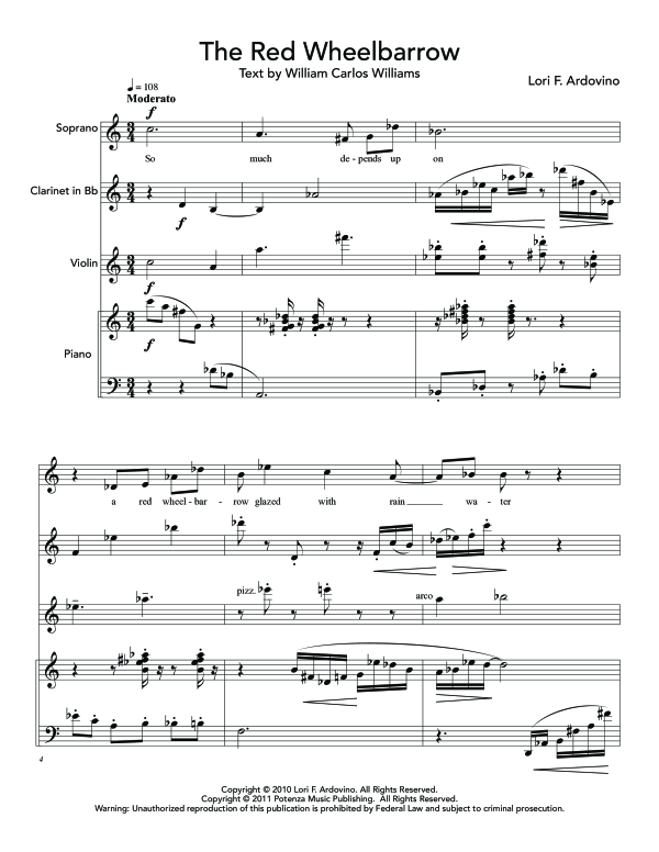 Produktgalerie: Seite 1 von 11 Red Wheelbarrow, The, , (Gemischtes Ensemble Sopran, Klarinette, Violine und Klavier)