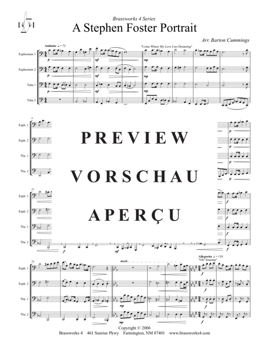 Product gallery: Page 2 of 18 Stephen Foster Portrait , , (Tuba Quartet: 2x Baritone, 2xTuba)