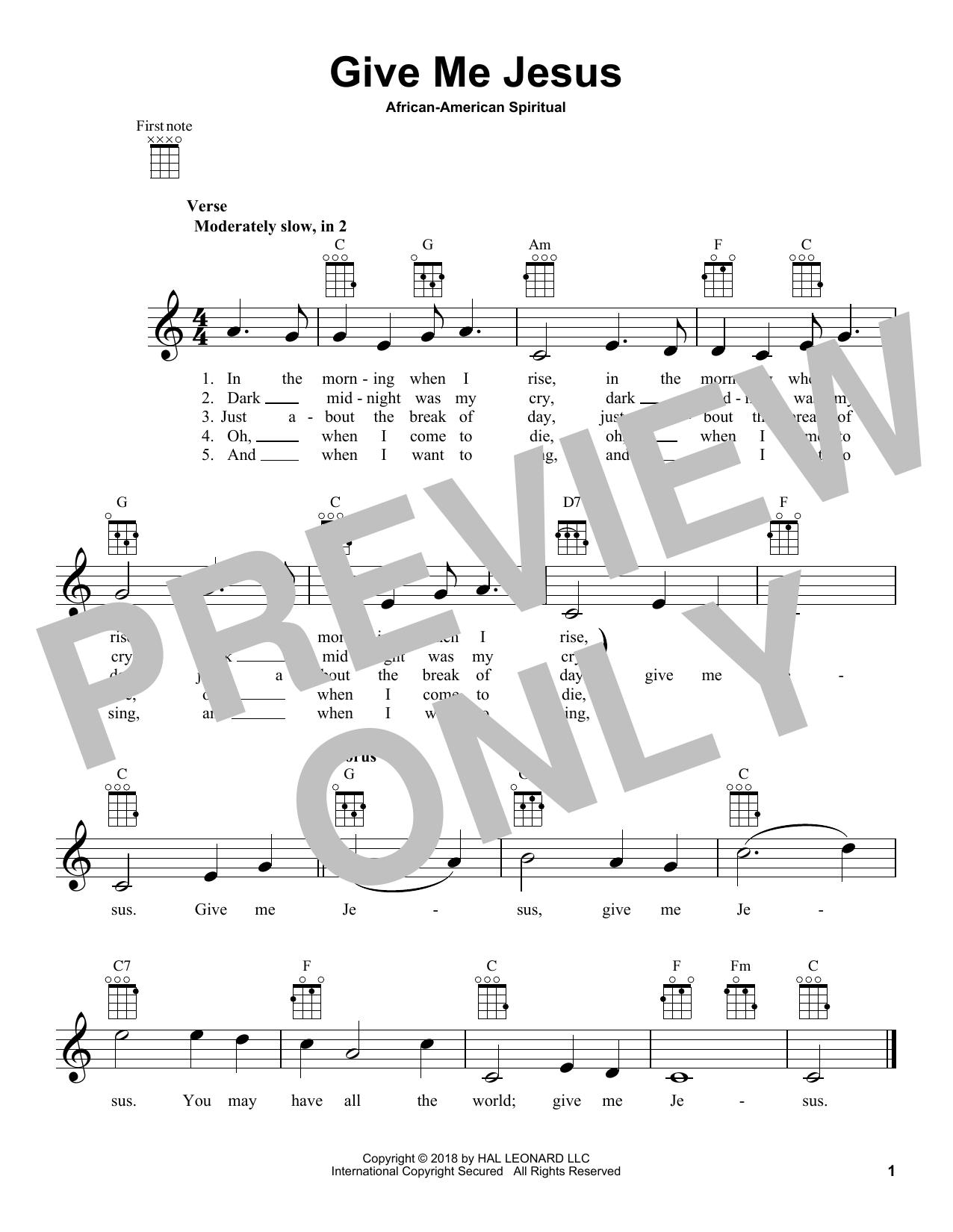 Product gallery: Page 1 of 1 Give Me Jesus, African-American Spiritual