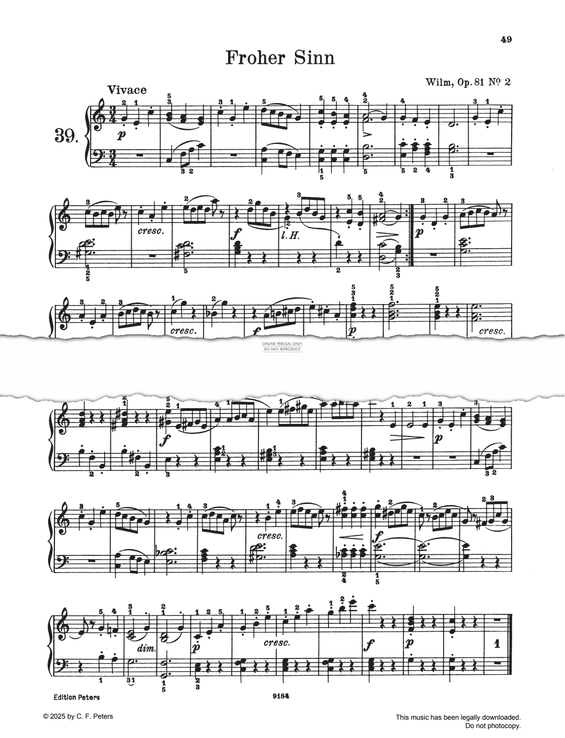 Produktgalerie: Seite 1 von 1 Froher Sinn, Op. 81 Nr. 2, Nicolai von Wilm, Klavier