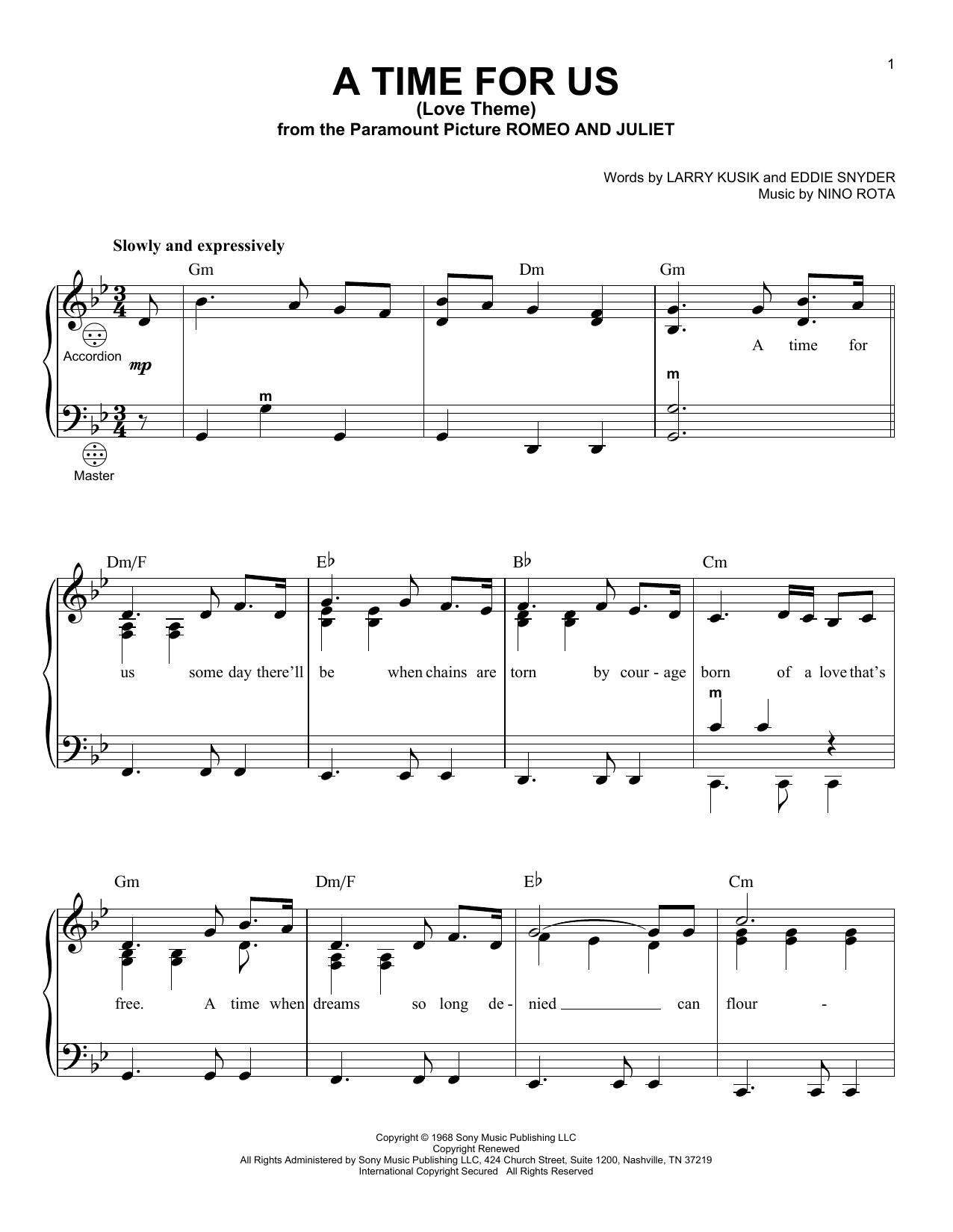 Product gallery: Page 1 of 1 A Time For Us (Love Theme), Nino Rota