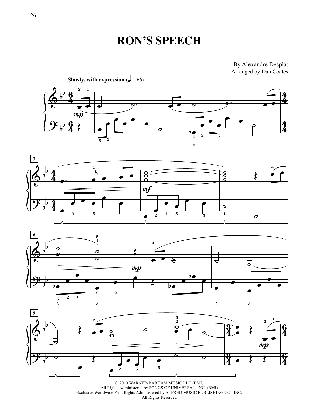 Produktbild zu: Ron's Speech (from Harry Potter And The Deathly Gallows, Pt. 1) (arr. Dan Coates)