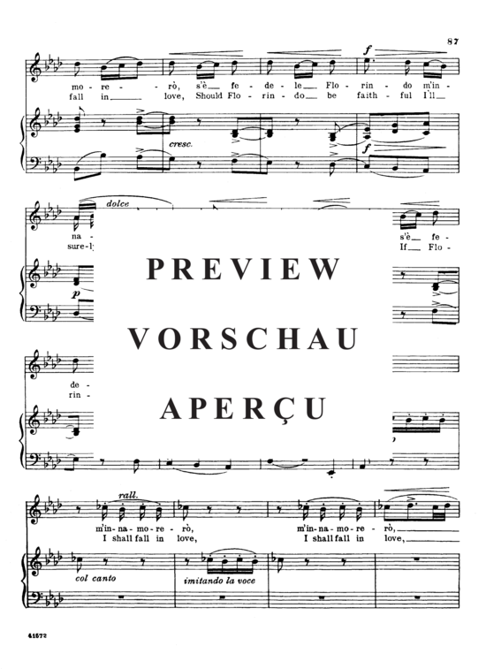 Product gallery: Page 3 of 7 Se Florindo è fedele, Parisotti, Alessandro, Medium Voice and Piano