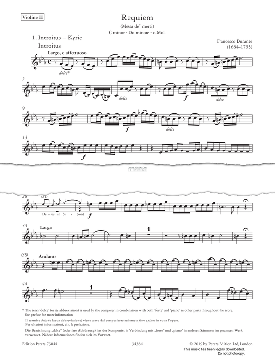 Produktgalerie: Seite 1 von 1 Requiem (Messa de' morti), Francesco Durante, Violine