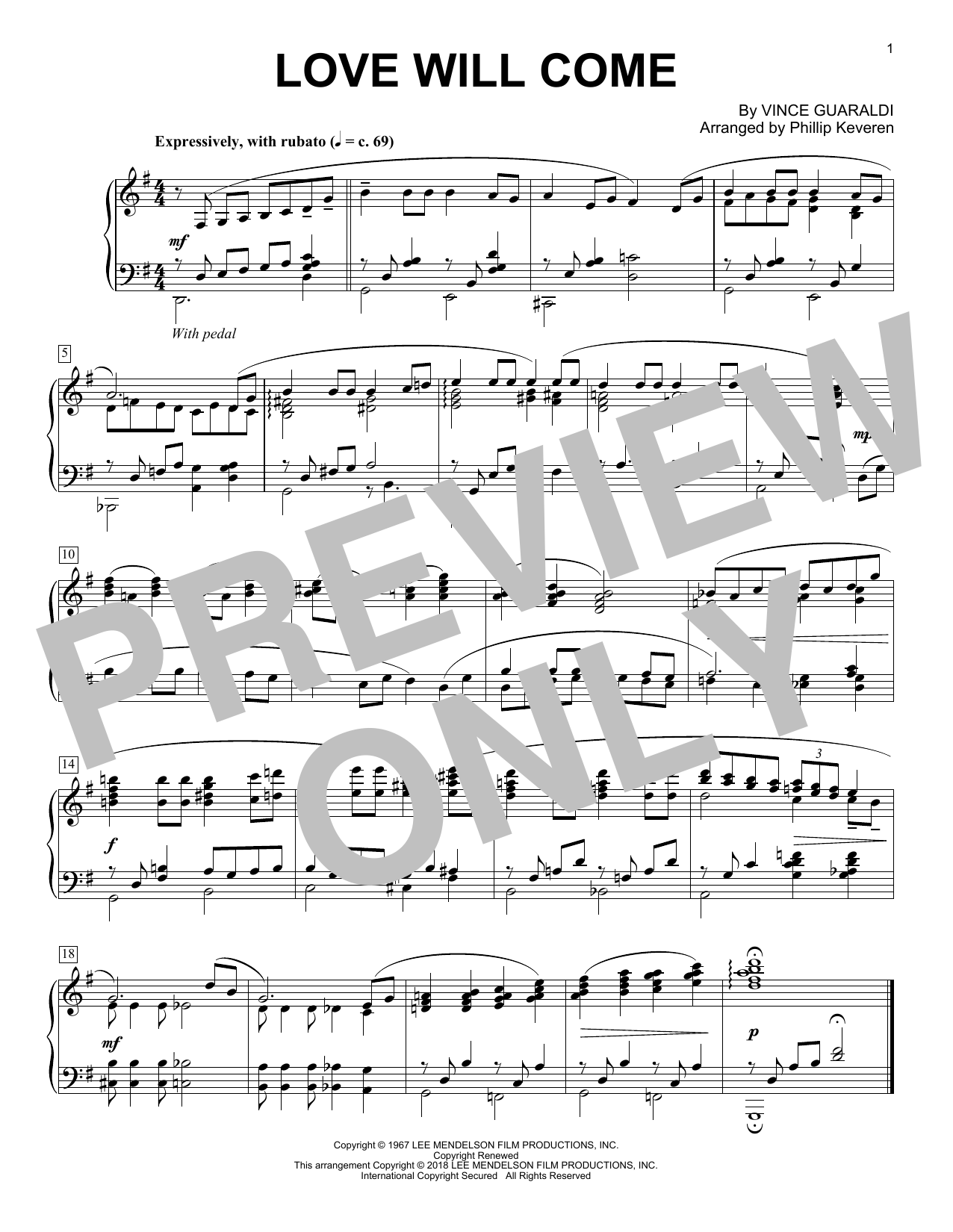 Product picture to: Love Will Come (arr. Phillip Keveren)