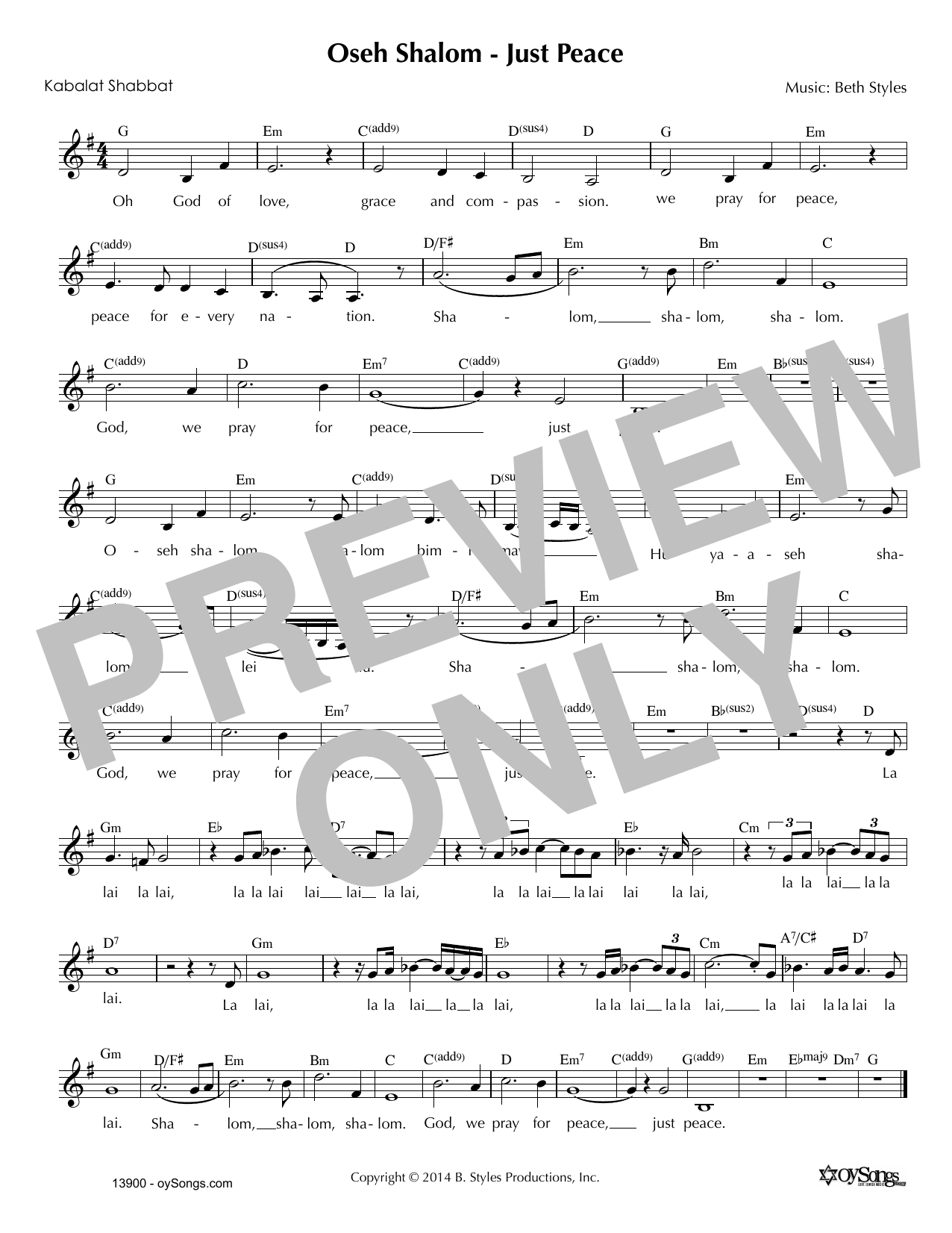 Product gallery: Page 1 of 1 Oseh Shalom - Just Peace, Beth Styles
