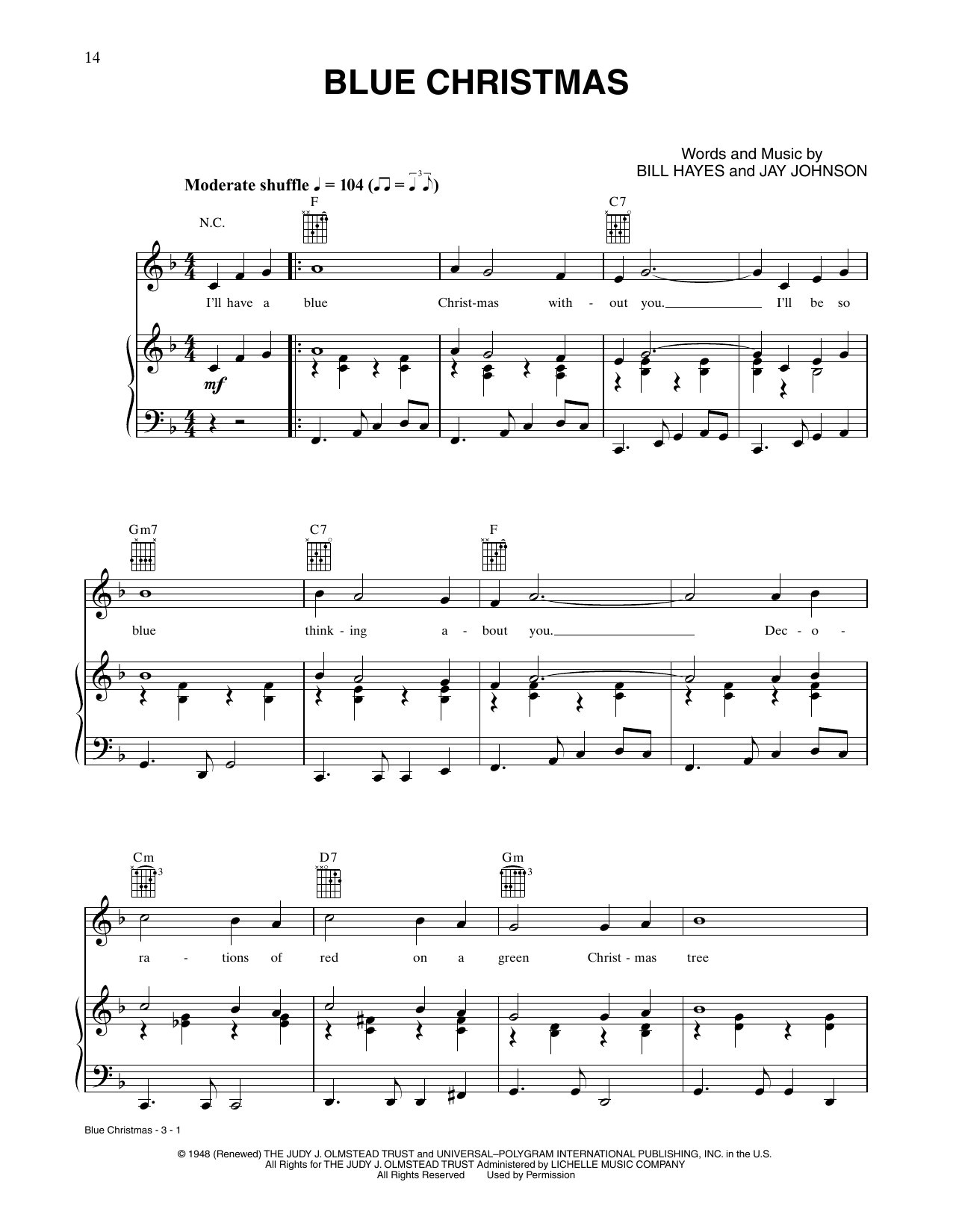 Produktgalerie: Seite 1 von 1 Blue Christmas, Elvis Presley, Gesang, Gitarre, Klavier