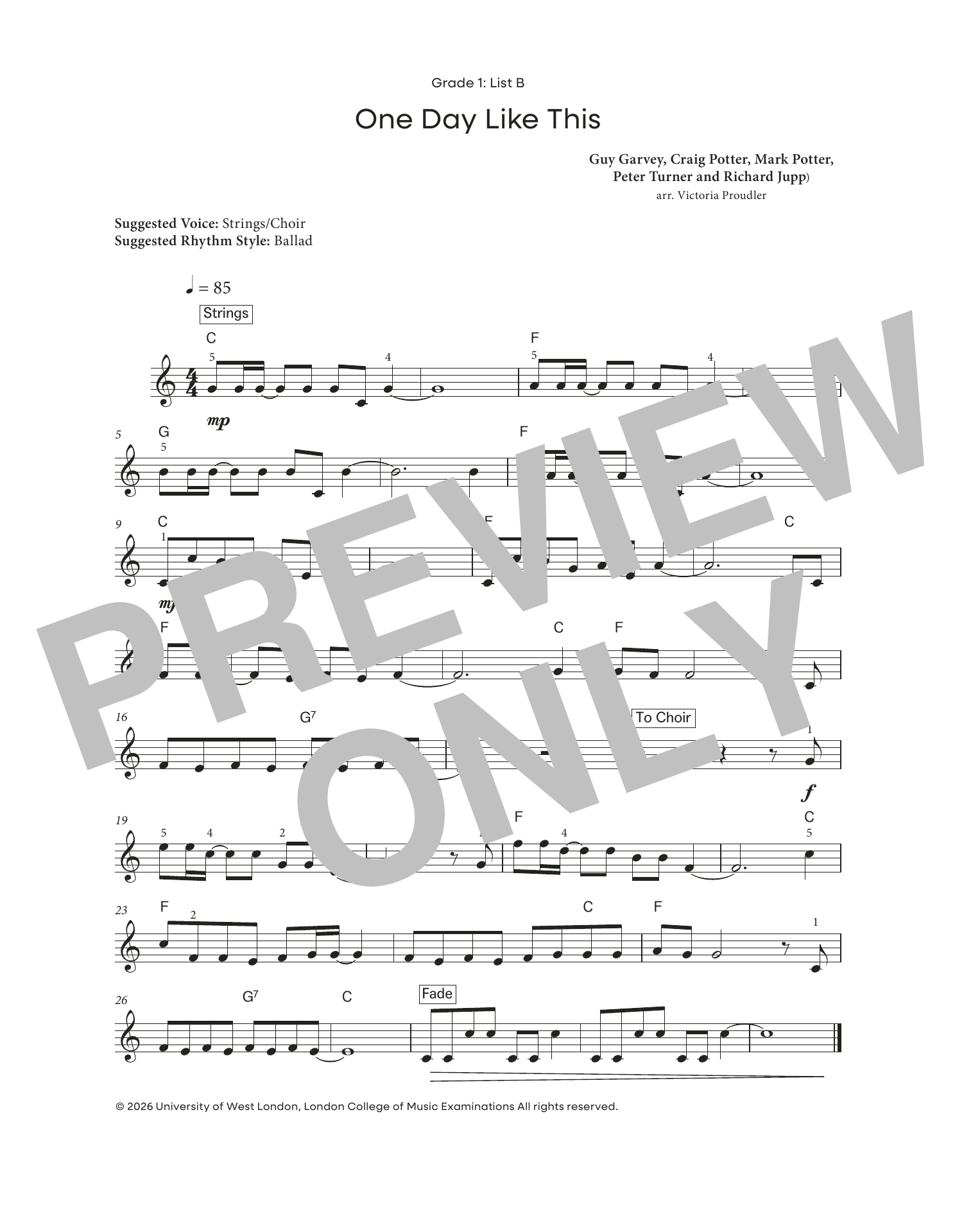 Produktgalerie: Seite 1 von 1 One Day Like This (from LCME Electronic Keyboard Grade 1 List B), Victoria Proudler, Klavier