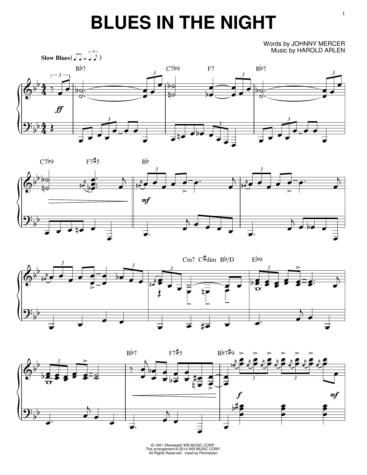 Produktbild zu: Blues In The Night [Jazz version] (arr. Brent Edstrom)