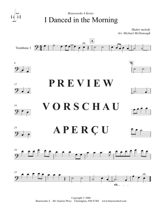 Product gallery: Page 6 of 6 I Danced in the Morning , , (Trombone Quartet)