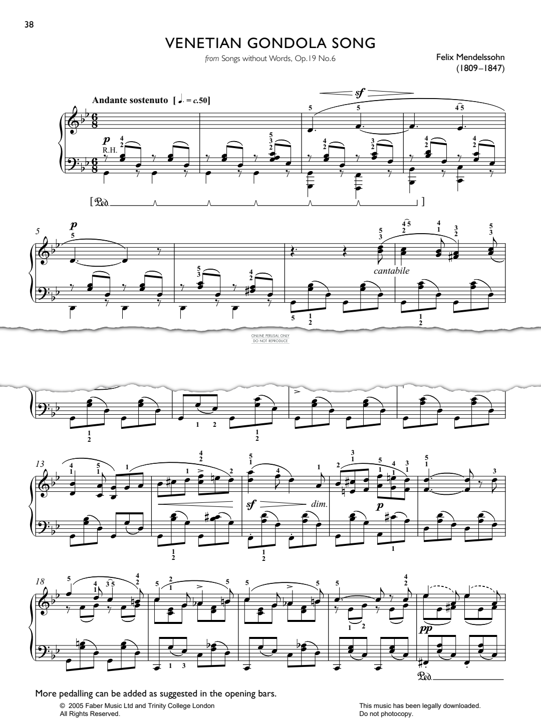 Produktbild zu: Venetian Gondola Song (Op.19 No.6)