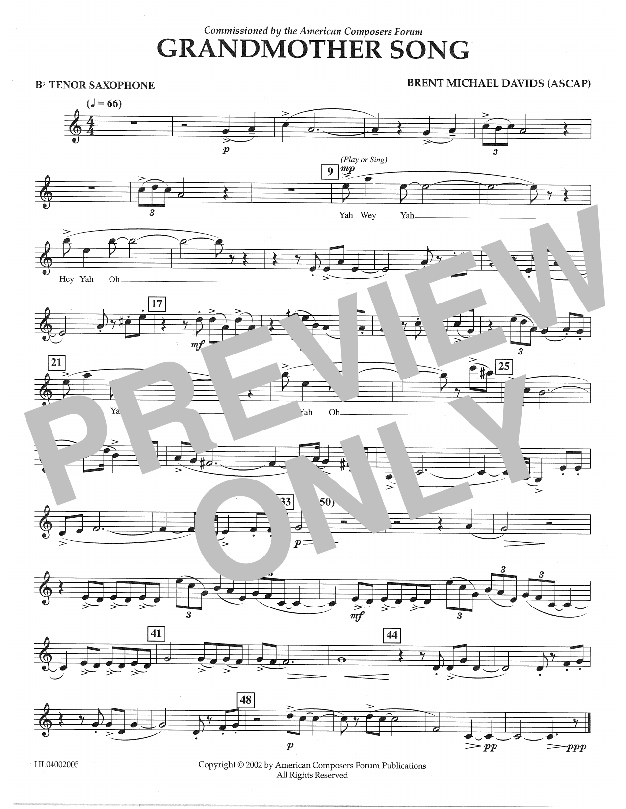 Product picture to: Grandmother Song - Bb Tenor Saxophone