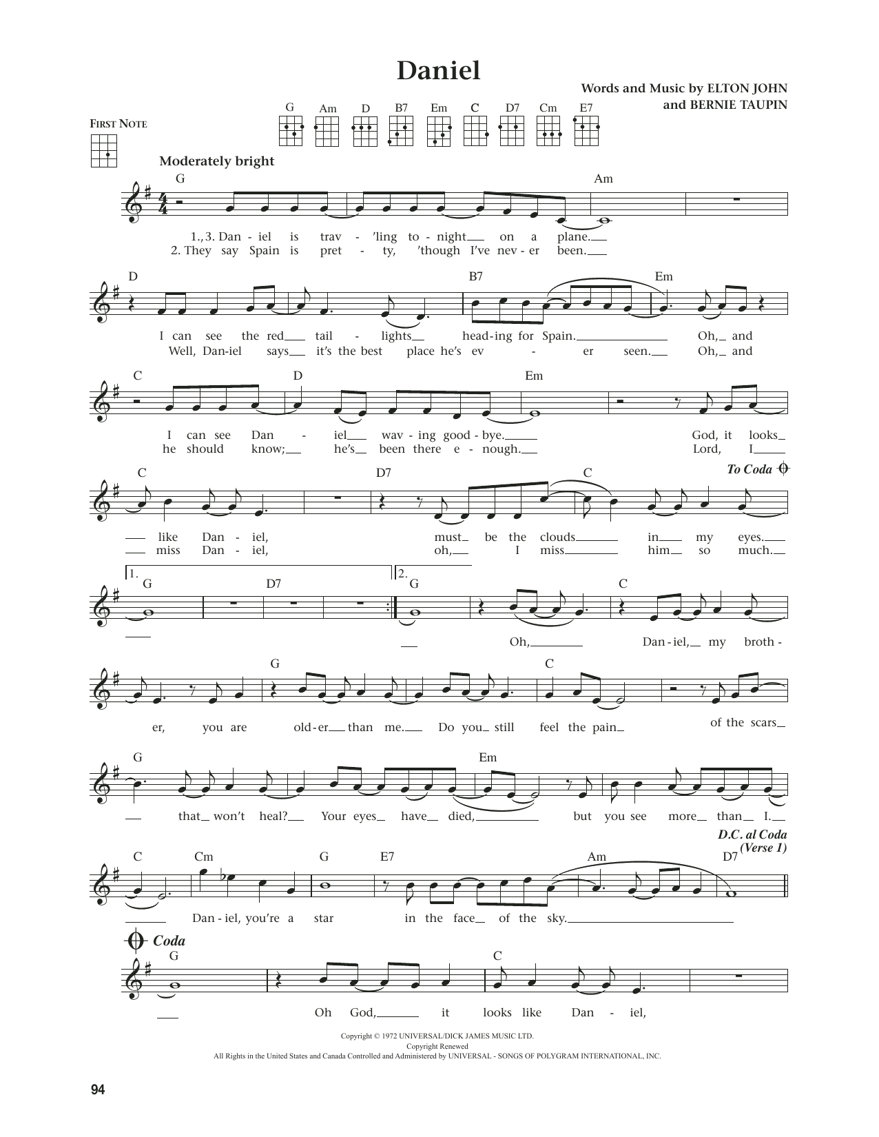 Produktgalerie: Seite 1 von 1 Daniel (from The Daily Ukulele) (arr. Jim Beloff), Elton John, Ukulele