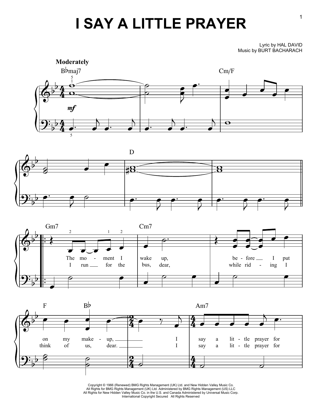 Produktgalerie: Seite 1 von 1 I Say A Little Prayer, Dionne Warwick, Klavier