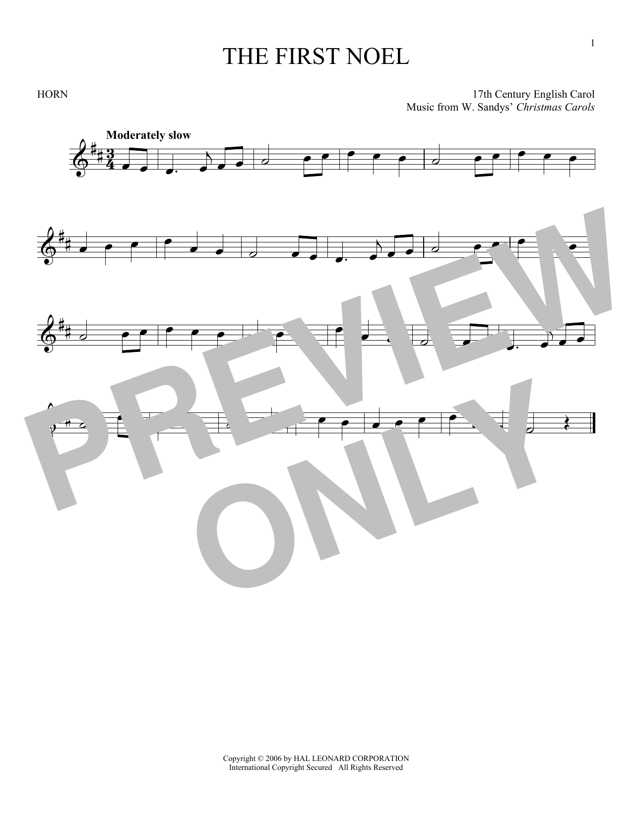 Produktgalerie: Seite 1 von 1 The First Noel, W. Sandys' Christmas Carols, Horn