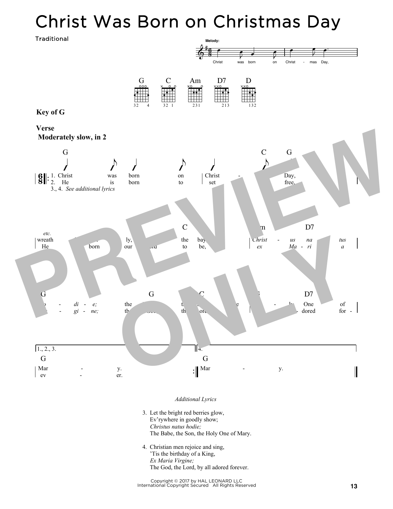 Product gallery: Page 1 of 1 Christ Was Born On Christmas Day, Traditional