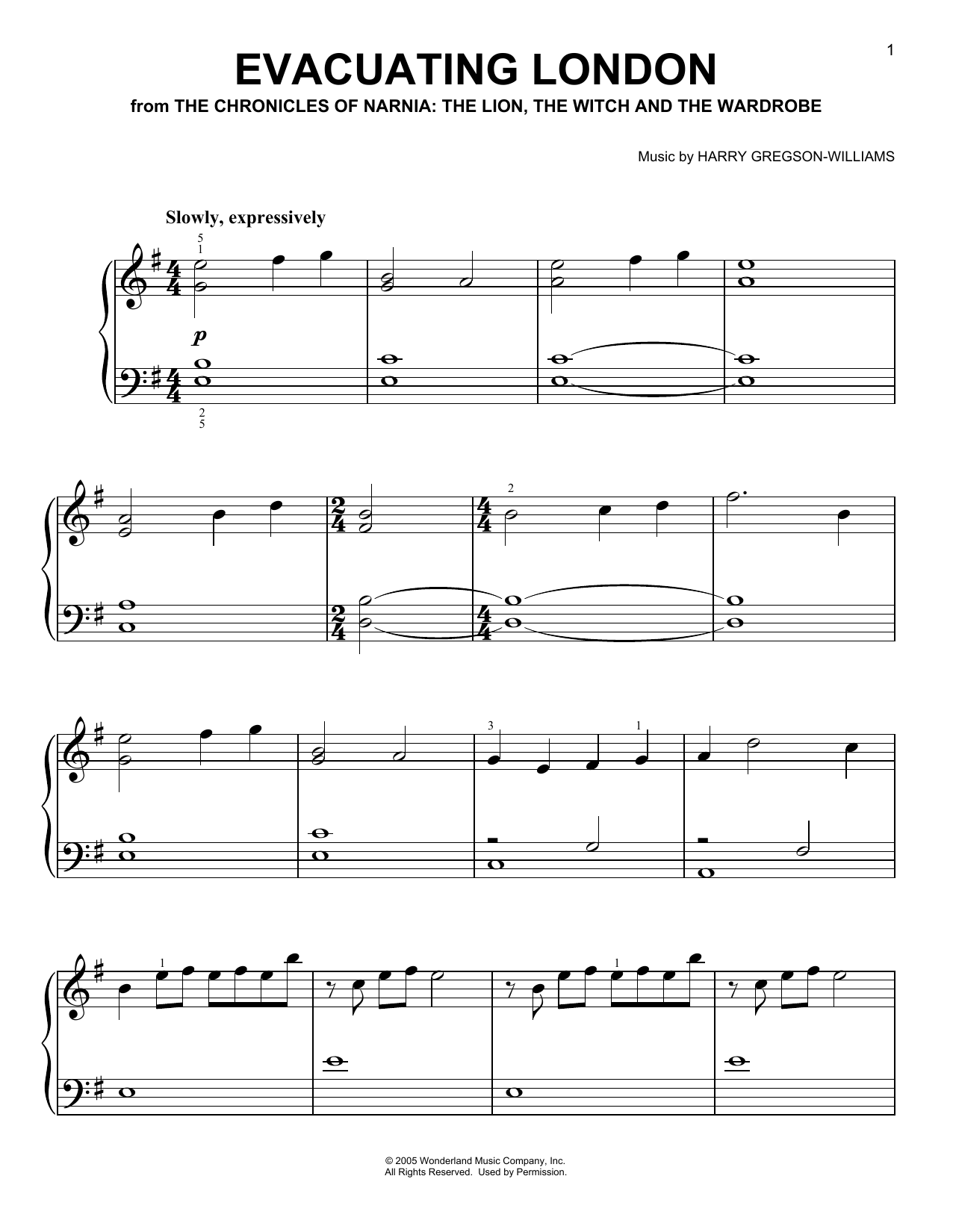 Product gallery: Page 1 of 1 Evacuating London (from The Chronicles Of Narnia: The Lion, The Witch and The Wardrobe), Harry Gregson-Williams