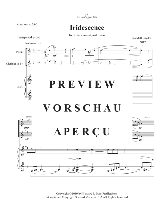 Product gallery: Page 3 of 20 Iridescence , , (flute, clarinet and piano)