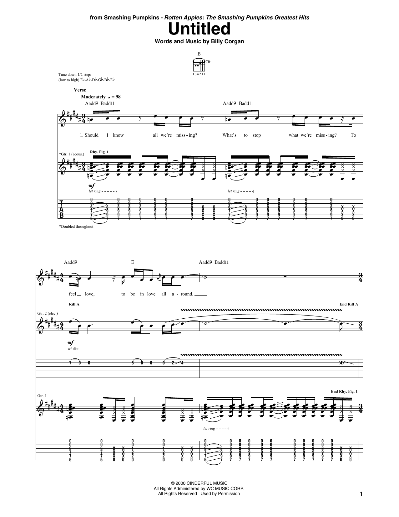 Produktgalerie: Seite 1 von 1 Untitled, The Smashing Pumpkins, Gitarre