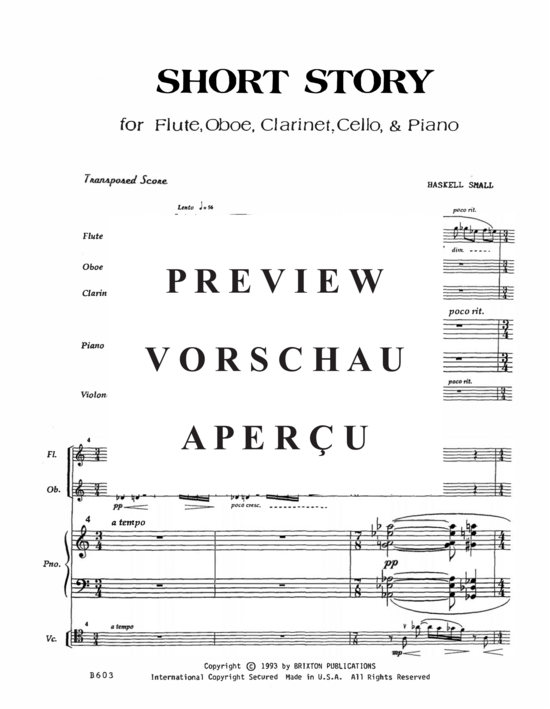 Product gallery: Page 4 of 21 Short Story , , (flute, clarinet, oboe, cello and piano)