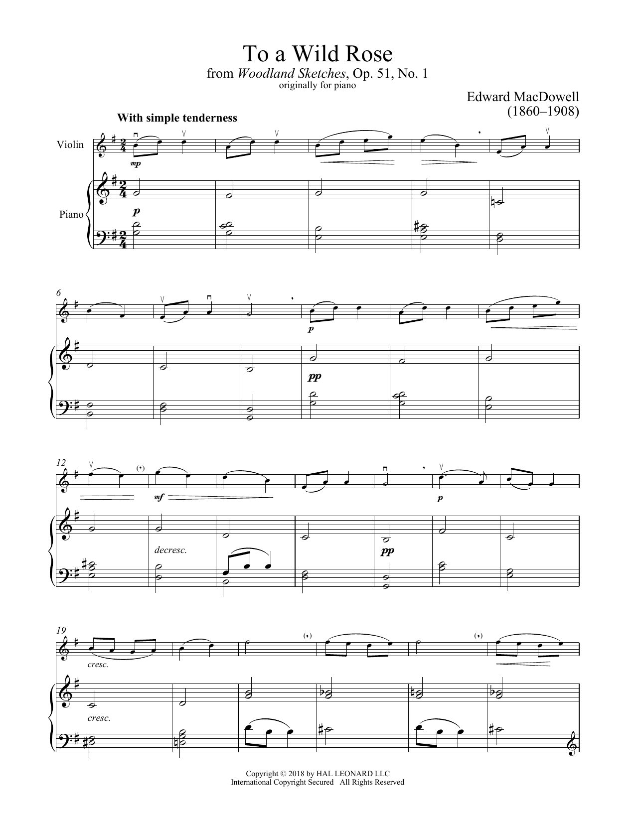 Product gallery: Page 1 of 1 To A Wild Rose, Op. 51, No. 1, Edward MacDowell