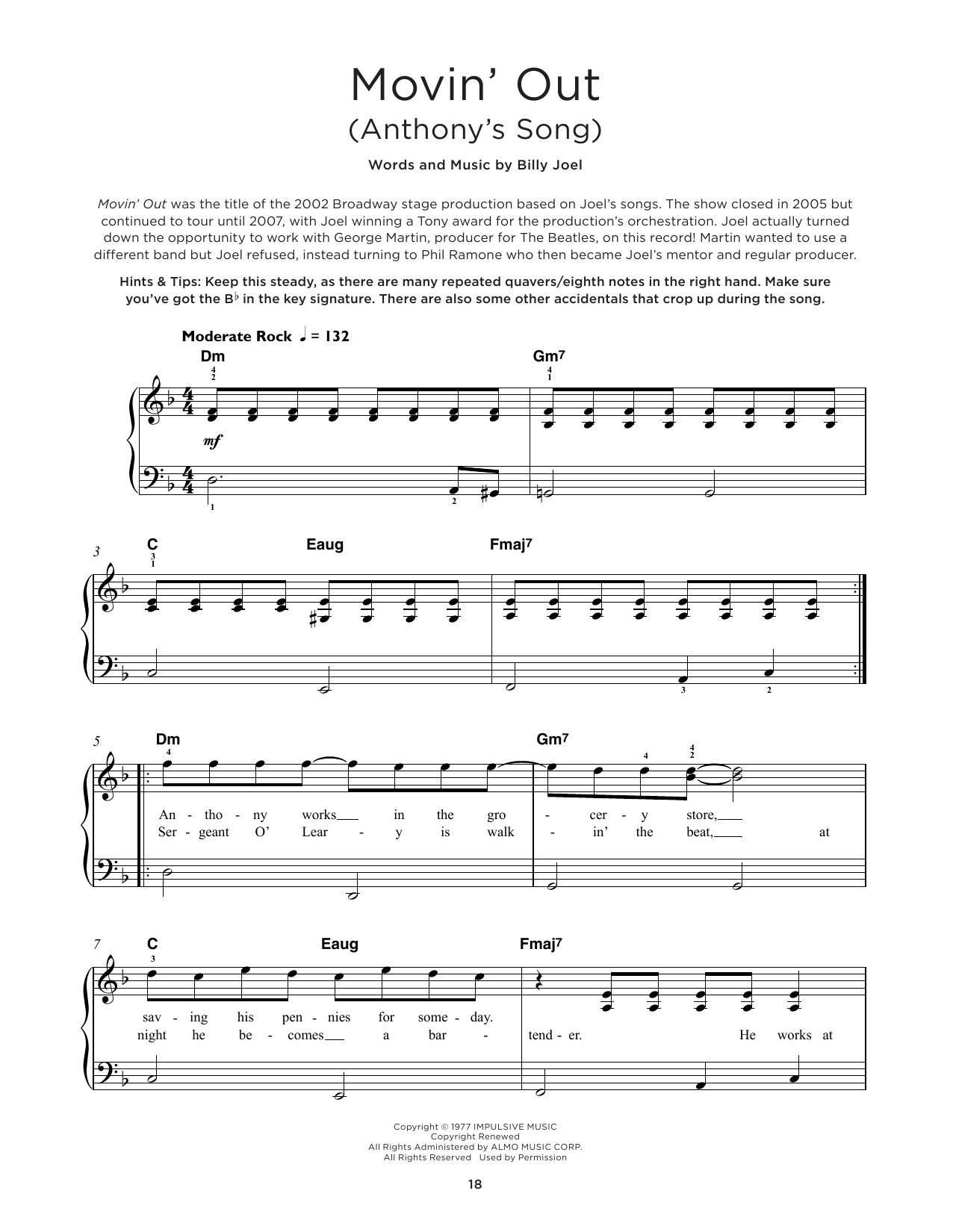 Produktbild zu: Movin' Out (Anthony's Song)