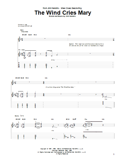 Product gallery: Page 1 of 1 The Wind Cries Mary, Jimi Hendrix