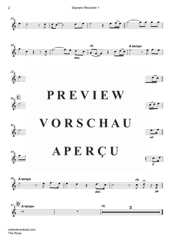 Product gallery: Page 10 of 11 The Rose, Midler, Bette, Trio For 3 Recorders (Ssa) and Piano/Organ, With Optional Cello