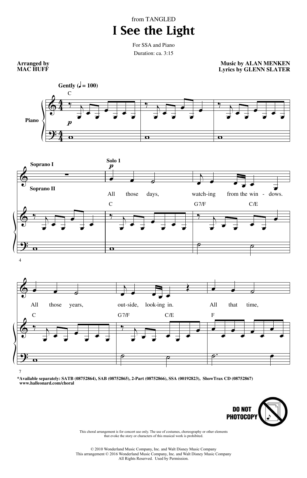 Produktgalerie: Seite 1 von 1 I See The Light (from Tangled) (arr. Mac Huff), Alan Menken, Chor