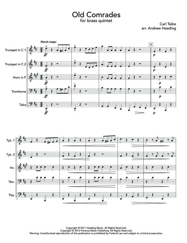 Produktgalerie: Seite 1 von 11 Old Comrades, , (Blechbläser Quintett)